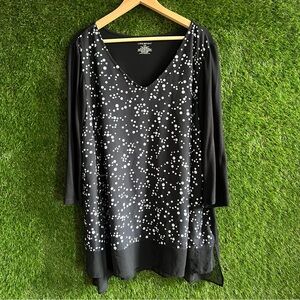 Lane Bryant 26 28 Polka Dot Sheer Shirt Tail Top Plus Curvy